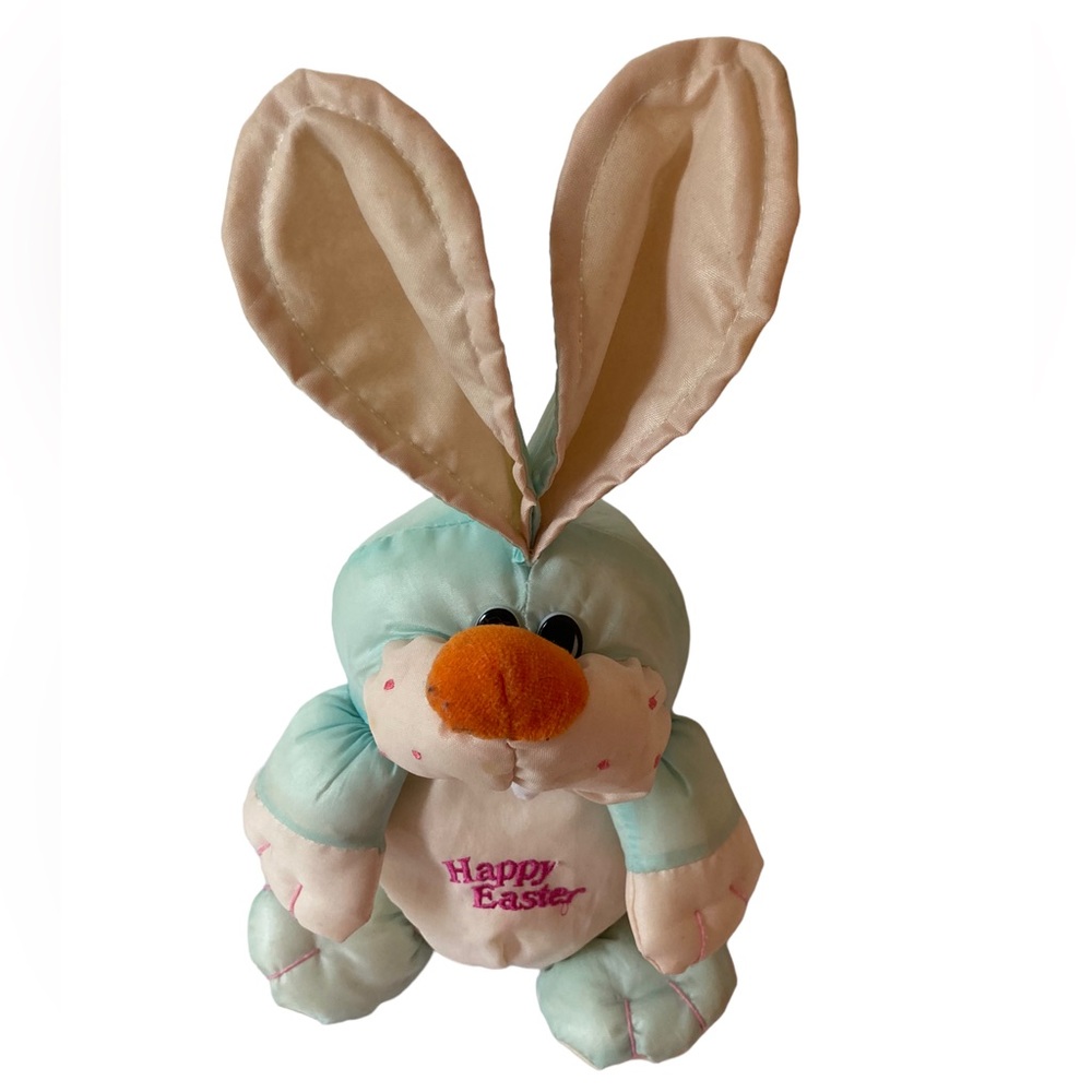 Vintage Cuddle Wit 1986 Bunny Rabbit Nylon 12" Stuffed Plush Happy Easter‎ READ